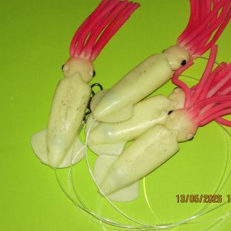 150mm soft squid daisy chain 59kg nylon 90kg swivels